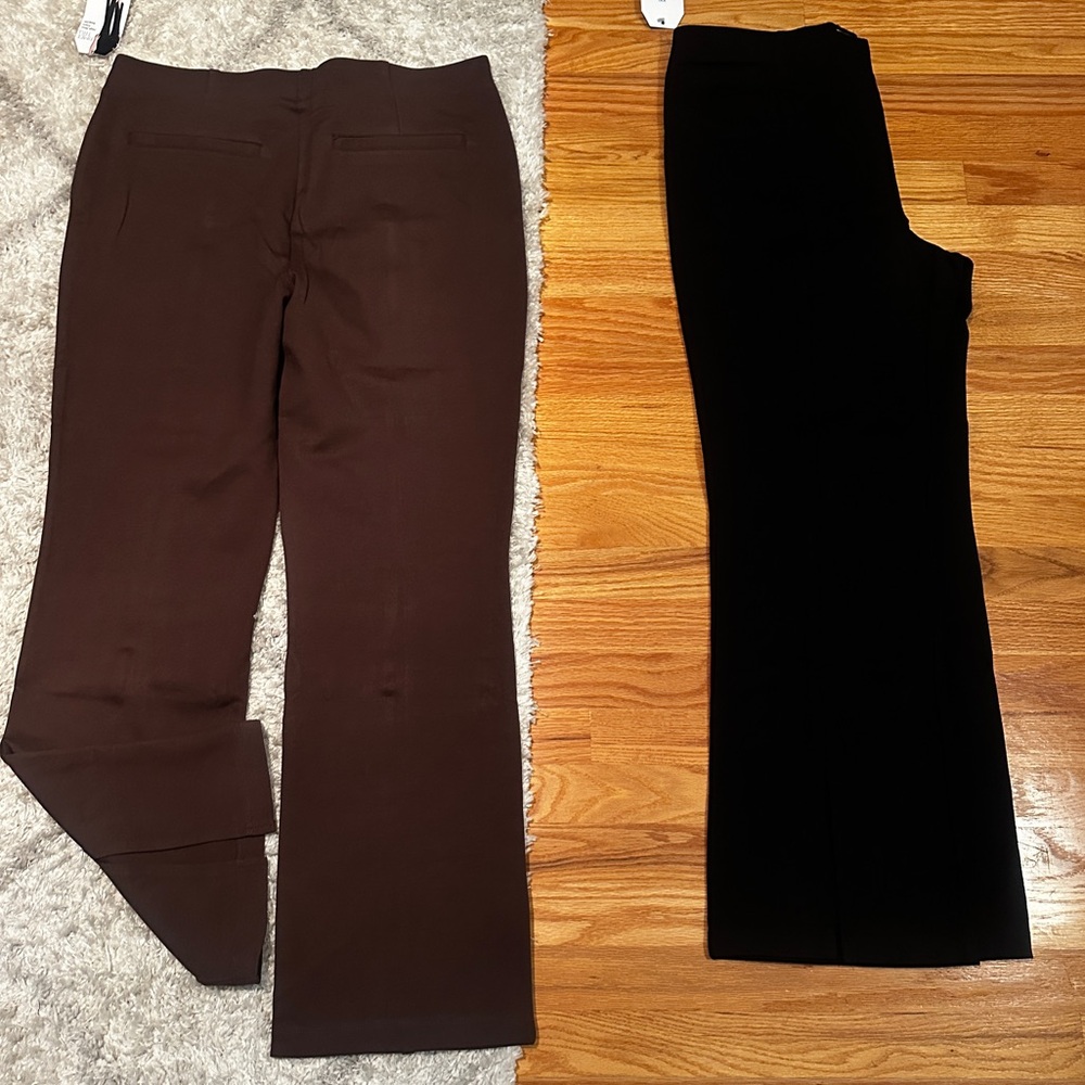 2 Pair Stretch trousers XXL ( Brown & Black) seams and slits at bottom New